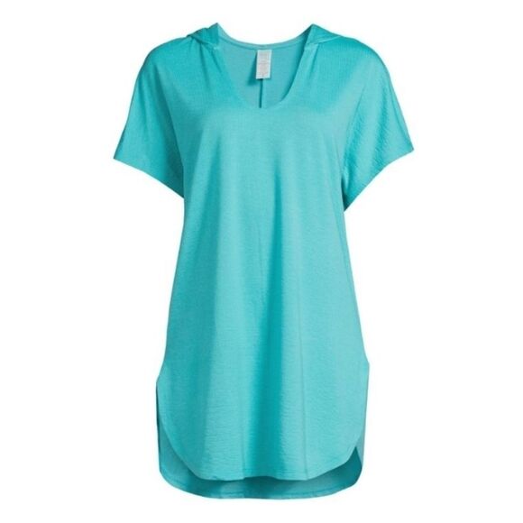 Women's Plus Waffle Swim Coverup Shirt with Hood Size XL - Picture 1 of 7